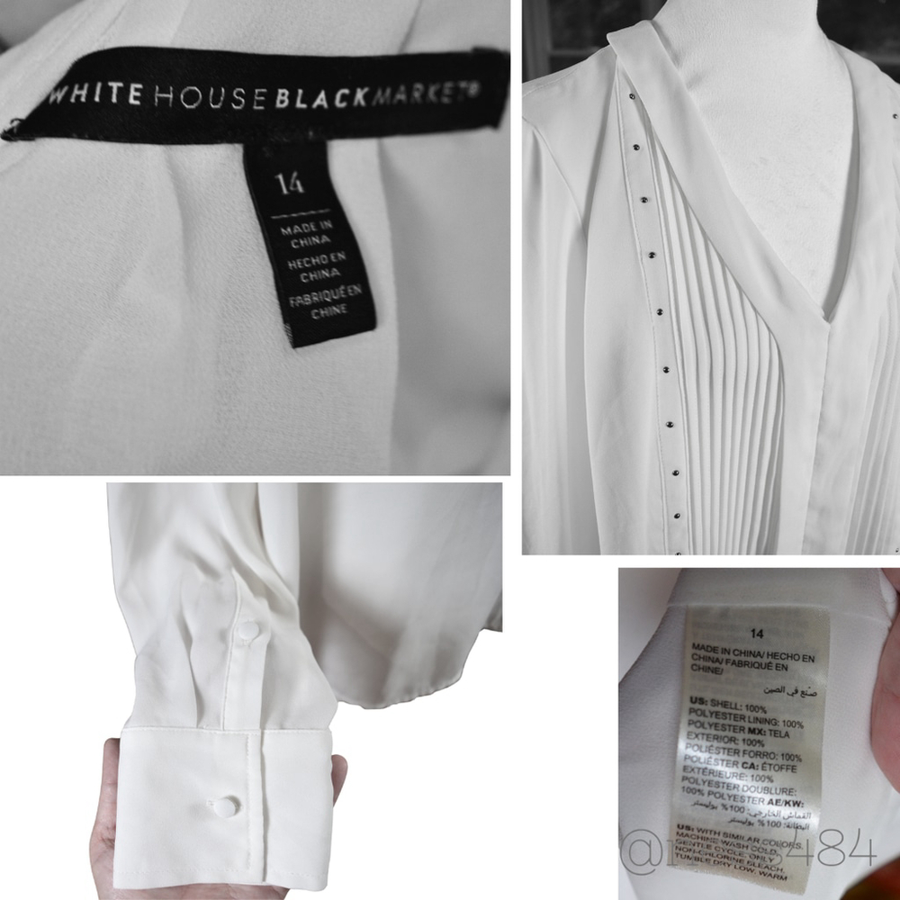 Women's White House Black Market White Blouse Size 14 - Picture 3 of 4
